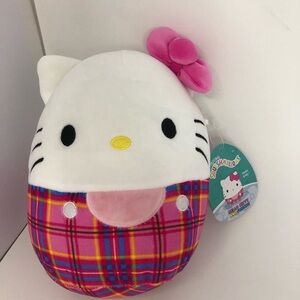 Squishmallow Kellytoy Plush Hello Kitty Sanrio 8" Hello Kitty Plaid New with Tag